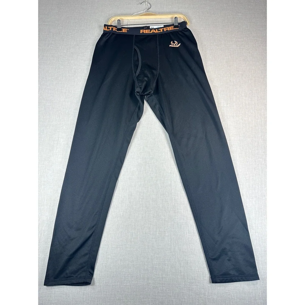 Realtree Base Layer Pants Mens M 32 34 Black Hunting Thermal Performance